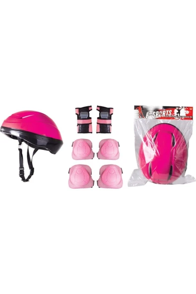 Pembe Bisiklet Scooter Kask Dizlik Dirseklik Koruyucu Set ürün görseli 1
