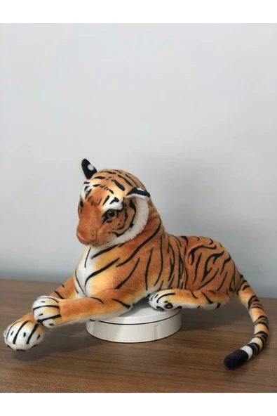 Kaplan Peluş Oyuncak Cam Gözlü Gerçekçi Hediyelik Uyku Arkadaşı 40 Cm - Resim 2