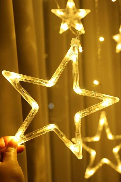 Dekoratif Yıldızlı Perde Fişli Led Işık ürün görseli 1