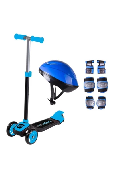 Mavi 3 Yaş Üstü Işıklı Scooter Kask Seti ürün görseli 1