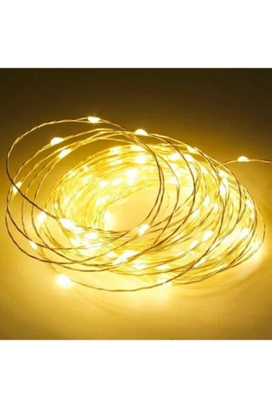 Günışığı/sarı 100'lü 10m Pilli Led Dekoratif Işık Zinciri Led ürün görseli 1