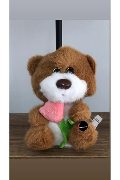 Sevimli Gül Tutan Ayıcık Peluş Oyuncak Anahtarlık Hediyelik Uyku Arkadaşı 15 Cm ürün görseli 1