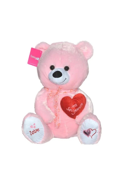 Peluş Kalpli Ayı 50 Cm Pembe ürün görseli 1