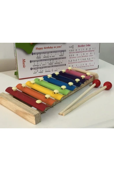 Ahşap Xylophone Ksilofon Bebek Müzik Aleti 8 Nota 8 Ton ürün görseli 1