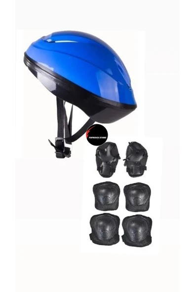 Çocuk Kask Dizlik Dirseklik Ellik Set 7 Parça Scooter Bisiklet Paten Kaykay Koruyucu Set ürün görseli 1