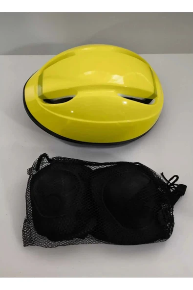 Çocuk Kask Dizlik Dirseklik Set 7 Parça Sarı ürün görseli 1