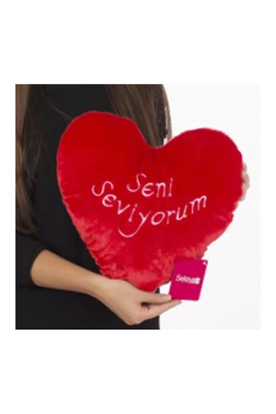 Seni Seviyorum Kalp Yastık Sevgiliye Kalpli Peluş Yastık ürün görseli 1