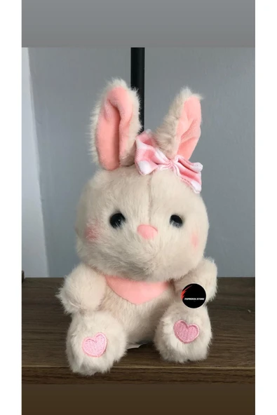 Sevimli Tavşan Peluş Oyuncak Kurdelalı Kalpli Hediyelik Uyku Arkadaşı 15 Cm ürün görseli 1