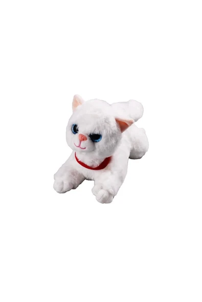 Miyavlayan Sesli Kedi Peluş Oyuncak Uyku Arkadaşı Hediyelik Peluş Yatan Kedi 35 cm ürün görseli 1