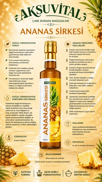 Aksu Vital - Ananas Sirkesi 500 Ml - Resim 2