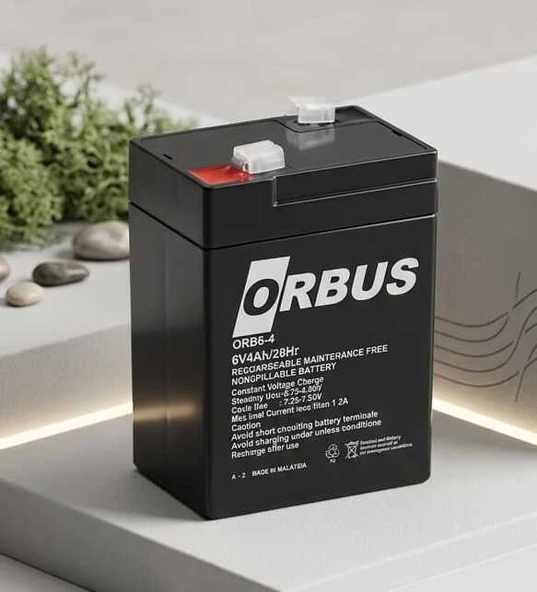 ORBUS 6V 4Ah (6 volt 4 amper) AGM AKÜ EBATLAR: 150x48x101mm ürün görseli 1