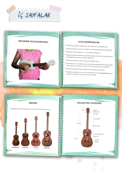 Eğiten Ukulele Metodu Spiral Ciltli Renkli Eğitim Kitabı | Başlangıç Seviyesi Ukulele Öğrenme Rehberi ürün görseli 1
