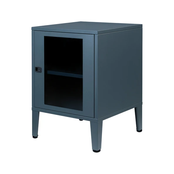 Lande Ziglat Serisi Cam Kapaklı Kilitli Metal Home Office Dolabı Raflı Modern Ofis Dolabı Antrasit Gri 450x1390x450 mm ürün görseli 1