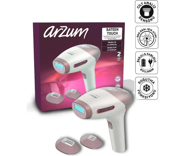 Arzum AR5178 SateenTouch IPL Lazer Epilasyon, 999.999 Atım,Evde Tüy Alma,Soğutmalı, 5 Kademe, Cilt Sensörü ürün görseli 1