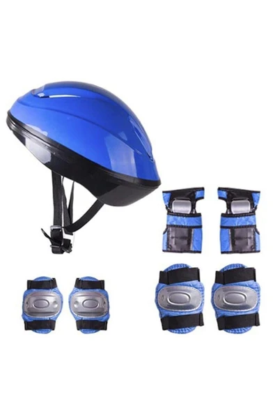 Koruyucu Mavi Kask Dizlik Dirseklik Seti - Güvenli Spor Aktiviteleri İçin Kask Dizlik Dirseklik ürün görseli 1