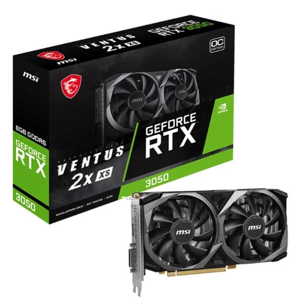 MSI GEFORCE RTX3050 VENTUS 2X XS 8G OC 8GB GDDR6 128BIT 1XHDMI 1XDP 1XDVI EKRAN KARTI ürün görseli 1