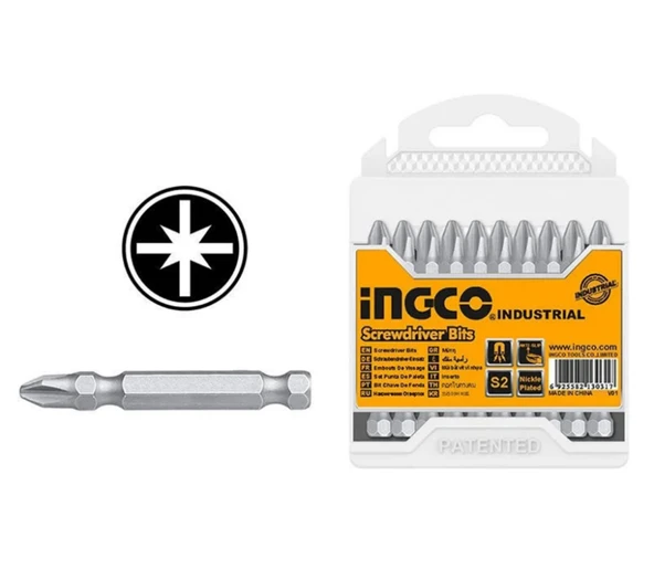 İNGCO PZ2 x 50mm Yıldız Bits Uç (SDB11PZ223)  - 10 Adet ürün görseli 1