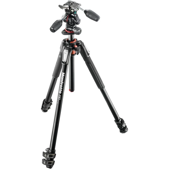 Manfrotto MK190XPRO3-3W Tripod kit MHXPRO-3W başlık ile ürün görseli 1