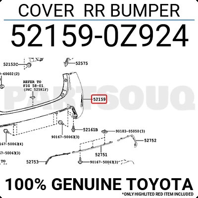 Toyota Auris 2015-2018 Arka Tampon (Oem No:521590Z924) ürün görseli 1