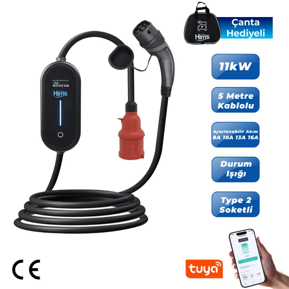 Hims 11kW Ev Tipi Taşınabilir Elektrikli Araç Şarj İstasyonu HCTK-11-PS ürün görseli 1