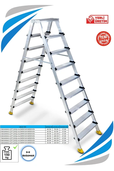 Sözbir Merdiven  9+9 GOLD ALÜMİNYUM ÇİFT ÇIKIŞLI MERDİVEN ürün görseli 1