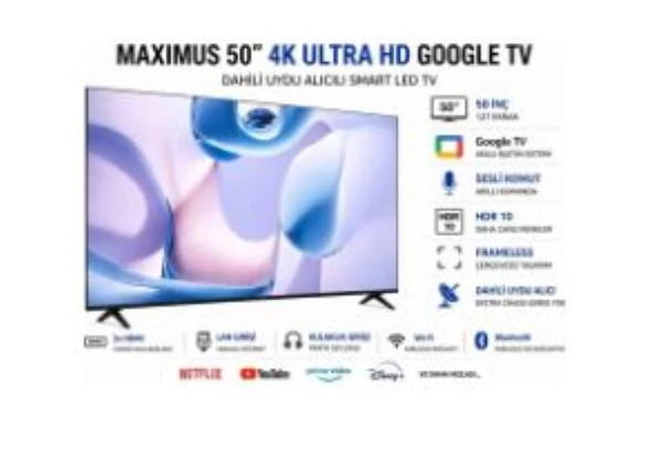 MAXIMUS 50'' 127 EKRAN UHA 50 M9P UYDU ALICILI GOOGLE TV ürün görseli 1
