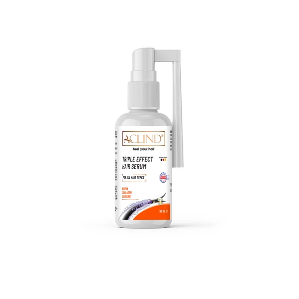 Aclind Tripple Effect Serum / Saç Dökülmesine Karşı Serum• BIOTIN • COLLAGEN • CAFFEINE 50 ml ürün görseli 1