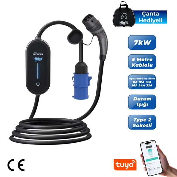 Hims 7kW Ev Tipi Taşınabilir Elektrikli Araç Şarj İstasyonu HCTK-7-PS ürün görseli 1