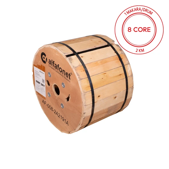 Alfafonet 8 Core Single Loose Tube Fiber Optik Kablo 2 KM Makara ürün görseli 1