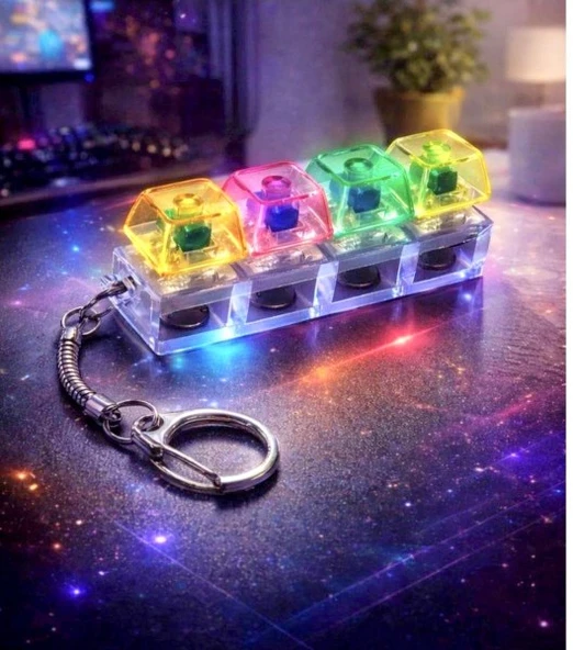 Işıklı Klavye Tuşu Switch Anahtarlık Keyboard Fidget Led Anahtarlık - 1 Adet ürün görseli 1