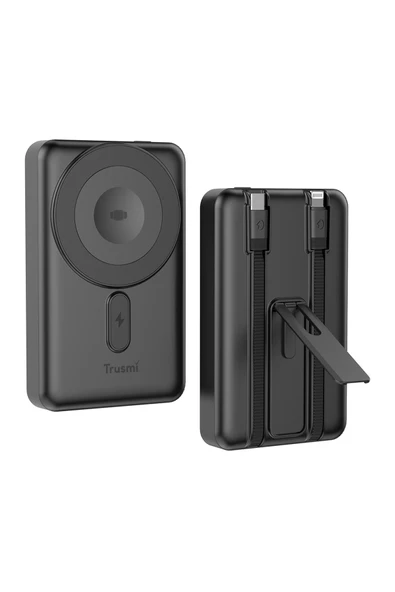 Powerbank Taşınabilir Şarj Cihazı 15W Hızlı Şarj MagSafe Kablolu Gri ürün görseli 1