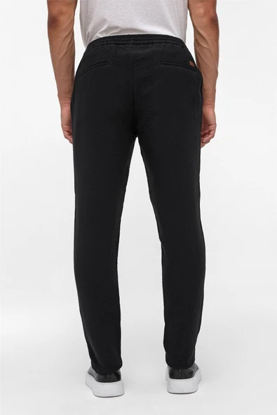 Siyah Slim Düz Jogger Pantolon - Resim 10