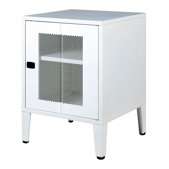 Lande Ziglat Serisi Kilitli Metal Home Office Dolabı %70 Perfore Kapaklı Beyaz (RAL 9003) 450x490x450 mm ürün görseli 1