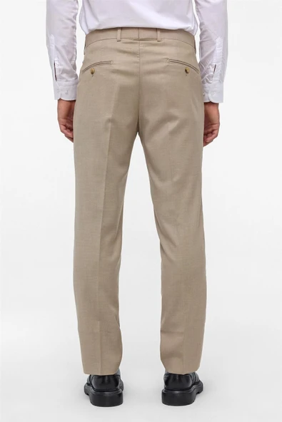 Bej Regular Armürlü Pantolon - Resim 5