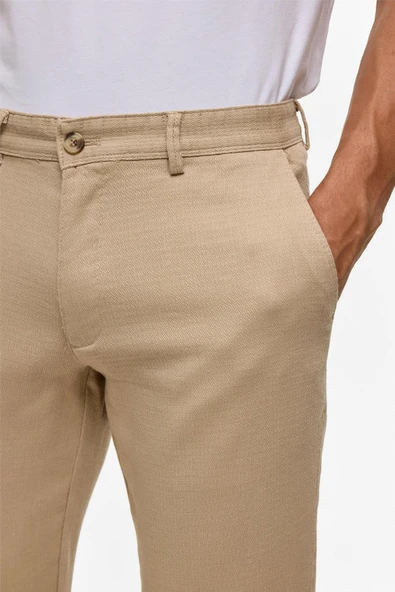 Lacivert Slim Armürlü Kanvas Pantolon - Resim 4