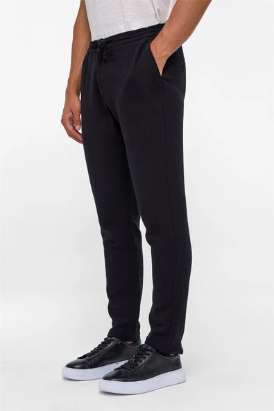 Siyah Slim Düz Jogger Pantolon - Resim 6