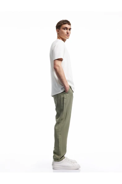 Viskon Cep Detaylı Rayon Tapered Beli Bağcıklı Pantolon ürün görseli 1
