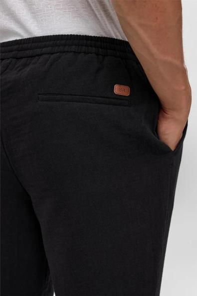 Siyah Slim Düz Jogger Pantolon - Resim 12