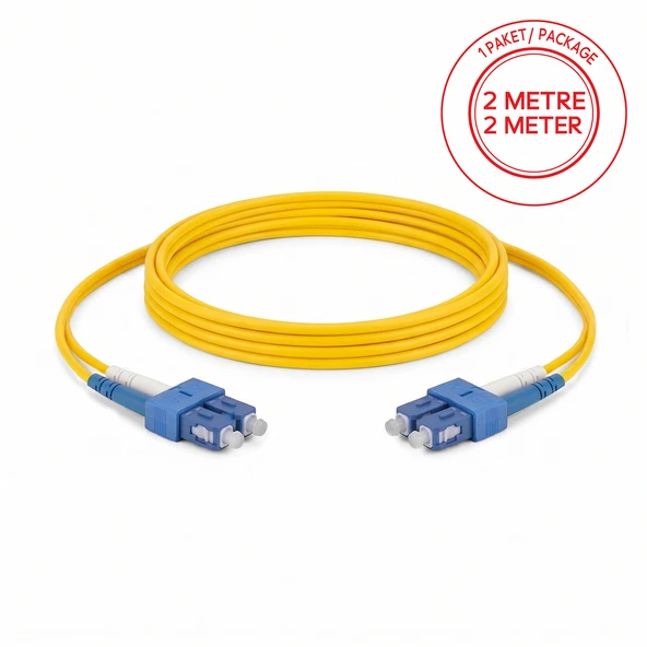 Alfafonet SC/UPC-SC/UPC Singlemode Dupleks  2 Metre Fiber Patch Cord ürün görseli 1