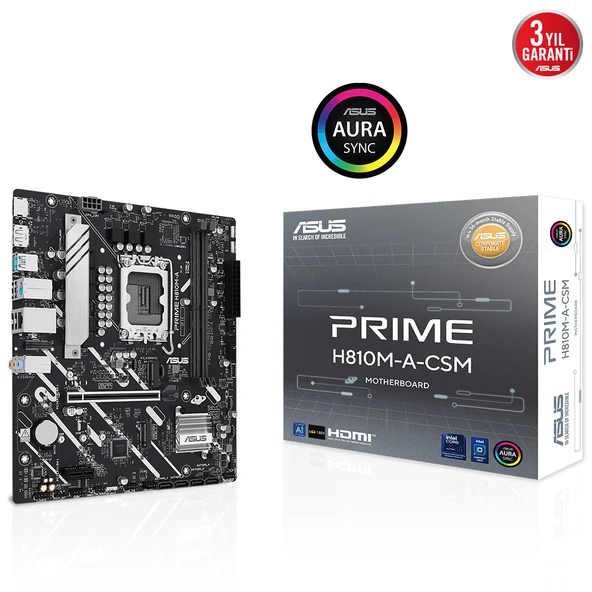 ASUS PRIME H810M-A-CSM DDR5 HDMI-DP PCIE 4.0 1851p mATX Kurumsal Anakart ürün görseli 1