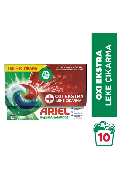 Ariel Hepsi1Arada PODS Oxi Extra Leke Çıkarma Kapsül Çamaşır Deterjanı Beyazlar ve Renkliler 10 Yıkama ürün görseli 1