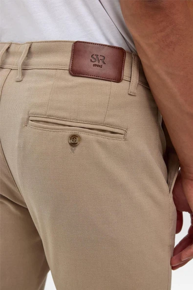Bej Slim Desenli Pantolon - Resim 6