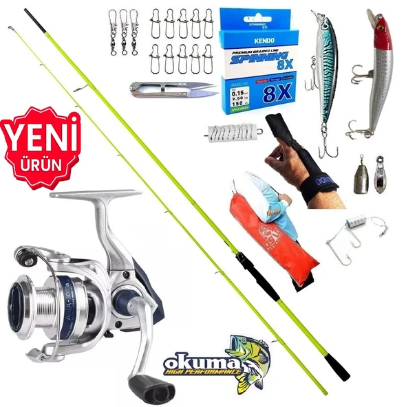 Okuma Aria 4000 270cm 5-55gr Karbon Oslo High Tech Rapala Maket Balık Spin Olta Takımı Seti ürün görseli 1