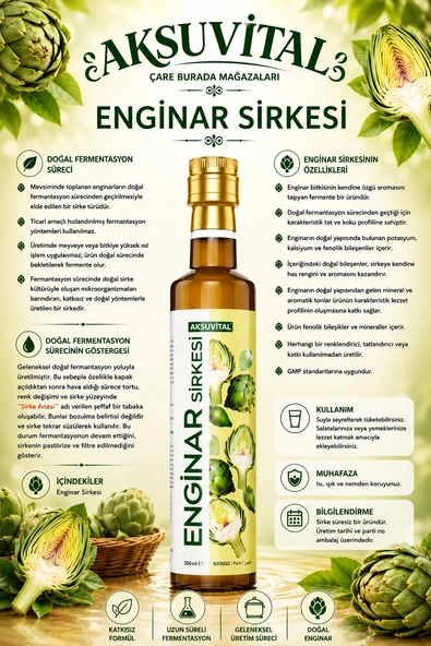 Aksu Vital - Enginar Sirkesi 500 Ml - Resim 2
