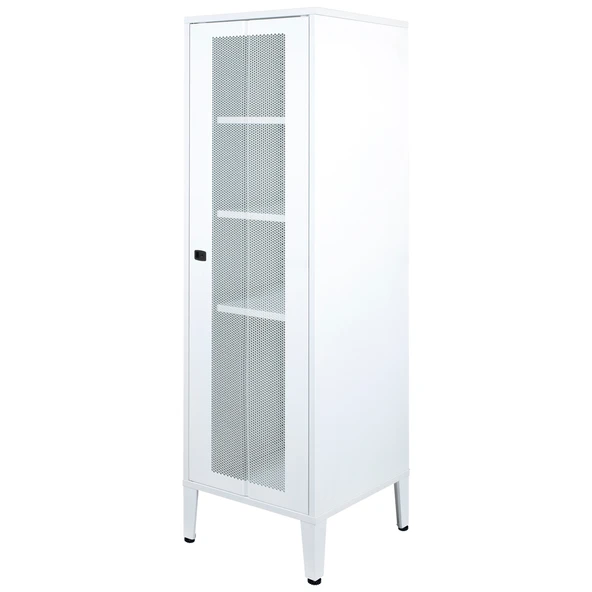 Lande Ziglat Serisi Kilitli Metal Home Office Dolabı %70 Perfore Kapaklı Beyaz 450x1390x450 mm ürün görseli 1
