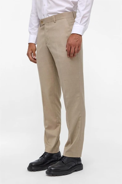 Bej Regular Armürlü Pantolon - Resim 3