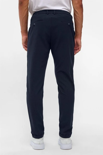 Lacivert Slim Düz Jogger Pantolon - Resim 10