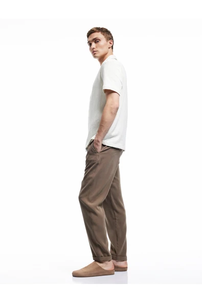 Viskon Cep Detaylı Rayon Tapered Beli Bağcıklı Pantolon ürün görseli 1