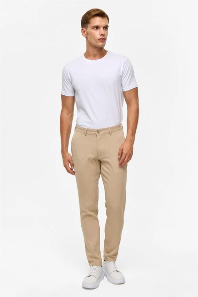 Lacivert Slim Armürlü Kanvas Pantolon - Resim 7
