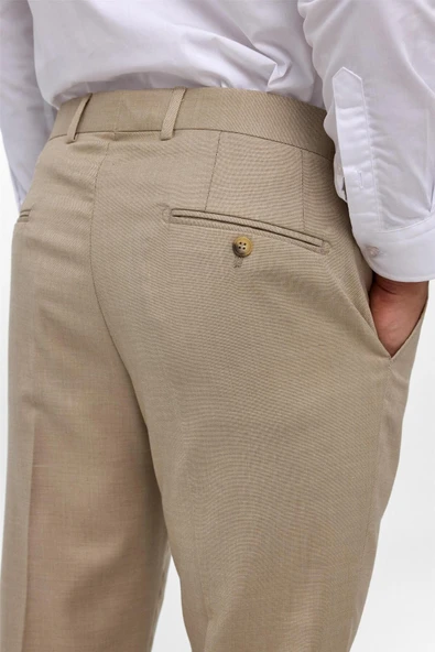 Bej Regular Armürlü Pantolon - Resim 6